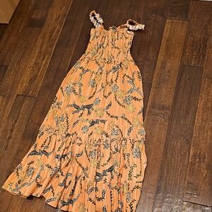 Joie Orange Floral Maxi Dress